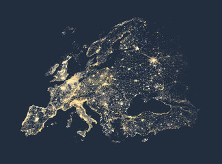 Europe city and communication lights map vector illustration © brichuas
