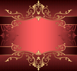 Vertical background with gold filigree frame border Background oriental gold with lace ornaments and decorative floral elements