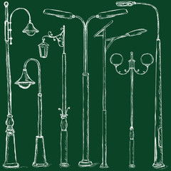 Vector Set of Chalk Street Lights