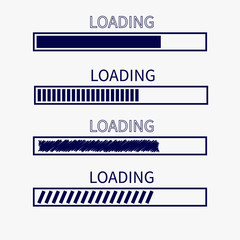 Loading progress status bar icon set. Web design app download timer. White background. Flat trendy scribble element. Isolated.