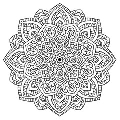 Fototapeta premium Hand drawn element. Black and white. Mandala. Vector illustration.