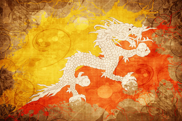 Grunge vintage Bhutan flag
