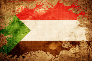 Grunge vintage Sudan flag