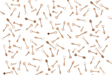 Many keys on a white background