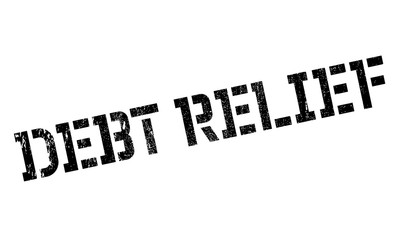 Debt Relief rubber stamp. Grunge design with dust scratches. Effects can be easily removed for a clean, crisp look. Color is easily changed.