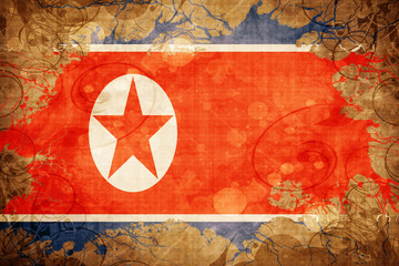 Grunge vintage North Korea flag