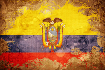 Grunge vintage Ecuador flag