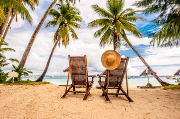 Obraz premium Beautiful beach with palm trees