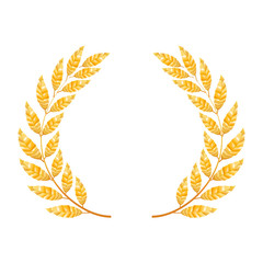 Gold Laurel Vector. Shine Wreath Award Design