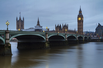 Fototapeta premium BigBen, Palace of Westminster, Westminster bridge and Thames riv