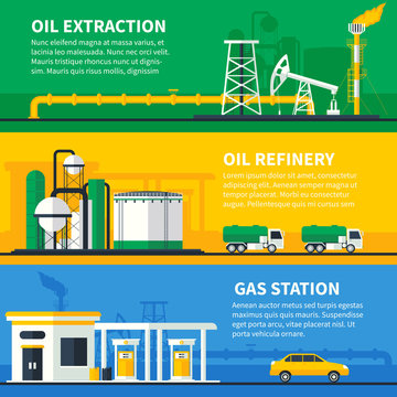 Oil Gas Banners Set