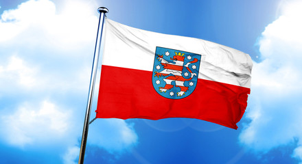 Naklejka na ściany i meble Thuringia, Thuringen flag, 3D rendering