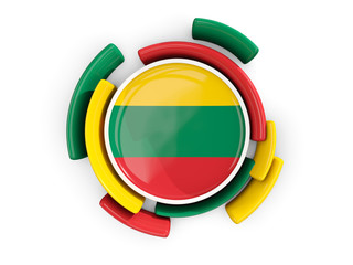 Round flag of lithuania with color pattern