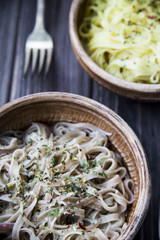 Italian pasta from durum wheat with condiments