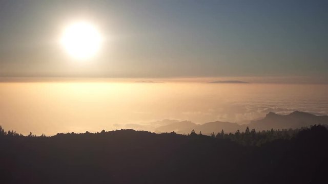 Bright Sunrise Over Mountains In Slow Motion