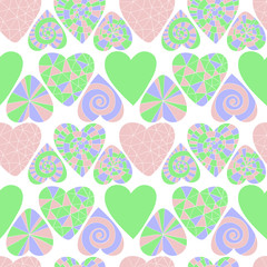 Colorful Vector seamless pattern of beautiful hearts. The best for Valentine's Day, Wedding and Birthday design.