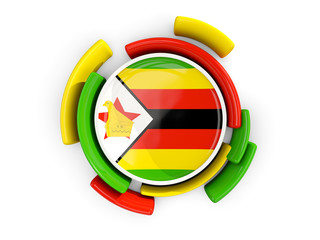 Round flag of zimbabwe with color pattern