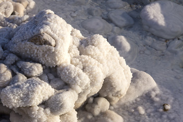 Dead Sea salt deposits stones white crystals