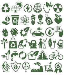 Eco Friendly Bio Green Energy Sources Icons Signs Set Isolated o
