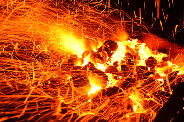  live-coals burning in a barbecue
