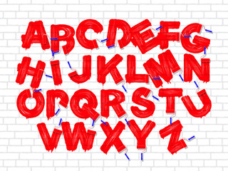roller brush graffiti font set