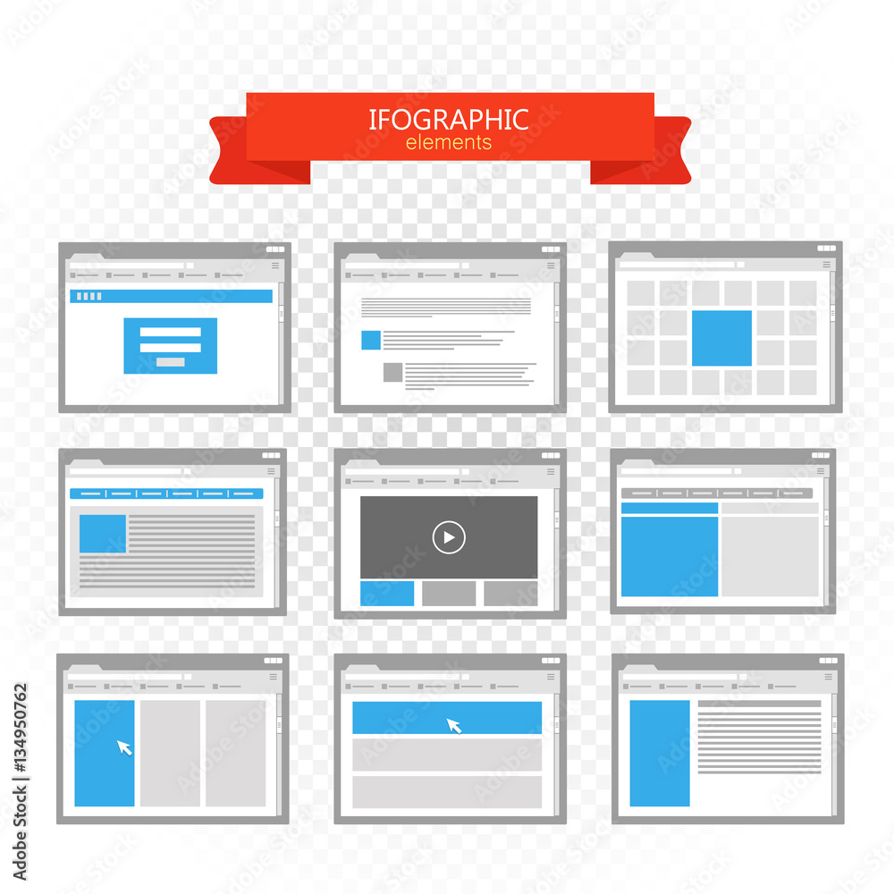 Aufkleber web site page templates collection. infographic elements collect