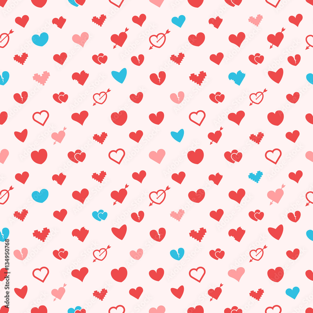 Aufkleber different abstract hearts pattern. valentines greeting card layo