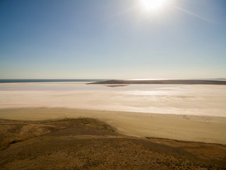 Koyashskoe pink salt lake in Crimea