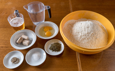 Ingredients for pizza preparation