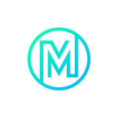 Letter M logo,Circle shape symbol,Digital,Technology,Media