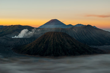 Fototapeta na wymiar Sunrise at volcano Mount Bromo, early