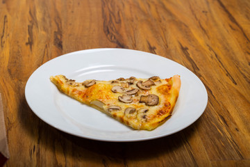 Four taste pizza with pepperoni cheese mushrooms and becon useful for background