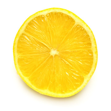 Cut lemon halves isolated on white background. Tropical fruit. F