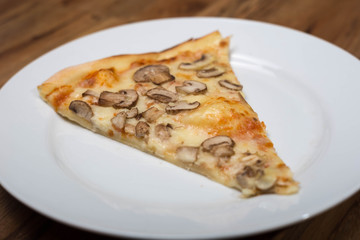 Four taste pizza with pepperoni cheese mushrooms and becon useful for background