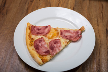 Four taste pizza with pepperoni cheese mushrooms and becon useful for background