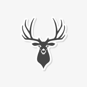 Deer head illustration vector sticker