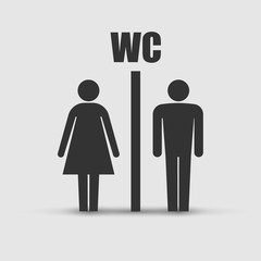 WC toilet icon vector illustration isolated on grey background.