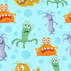 Set of Seamless Pattern with Good and Bad Bacteria