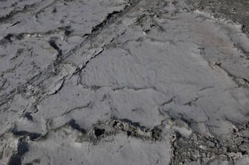 Salt dry and cracked lake Akrotiri in Cyprus.