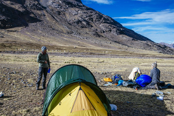 Morning on an trekking tour in the Cordillera Vilcanota / Peru/ south america © JoergSteber