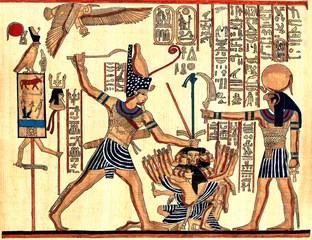 Schilderijen op glas Egyptian papyrus with antique hieroglyphs © Cobalt
