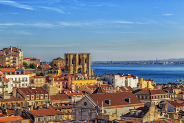 Fototapeta na wymiar Lisbon view with the cathedral Sé de Lisboa.