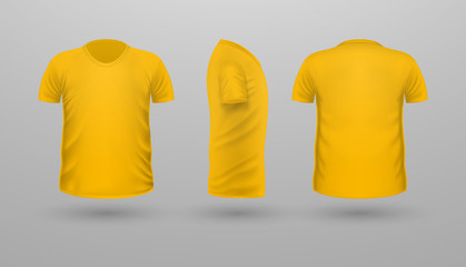 T-shirt Teplate Set. Front Side Back View. Vector