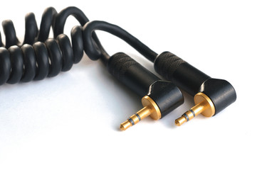 cable audio plugs on isolated white background