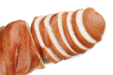 Top view on sliced ​​loaf isolated on white background