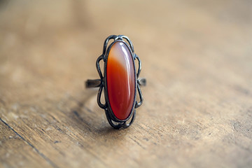 Obraz premium antique ring with beautiful red stone