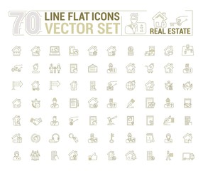 Fototapeta na wymiar Vector graphic set. Icons in flat, contour, thin and linear design.Real estate.Simple isolated icon on white background.Concept illustration for Web site, app.Sign, symbol, emblem.