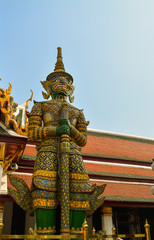 Wat Phra Kaew. Temple of the Emerald Buddha is regarded as the most sacred Buddhist temple in Bangkok Thailand.