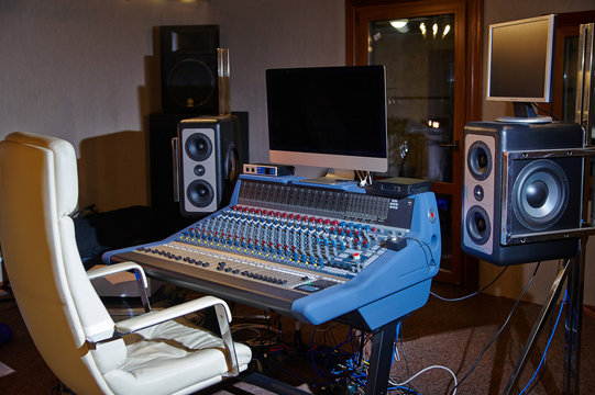 equipment in audio recording studio