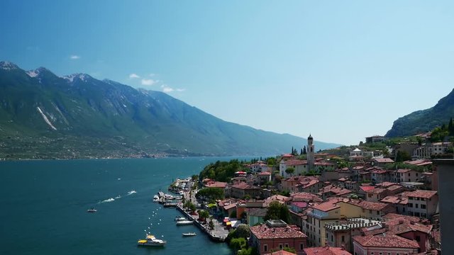 Timelapse view of Limone Sul Garda pier in the Garda lake